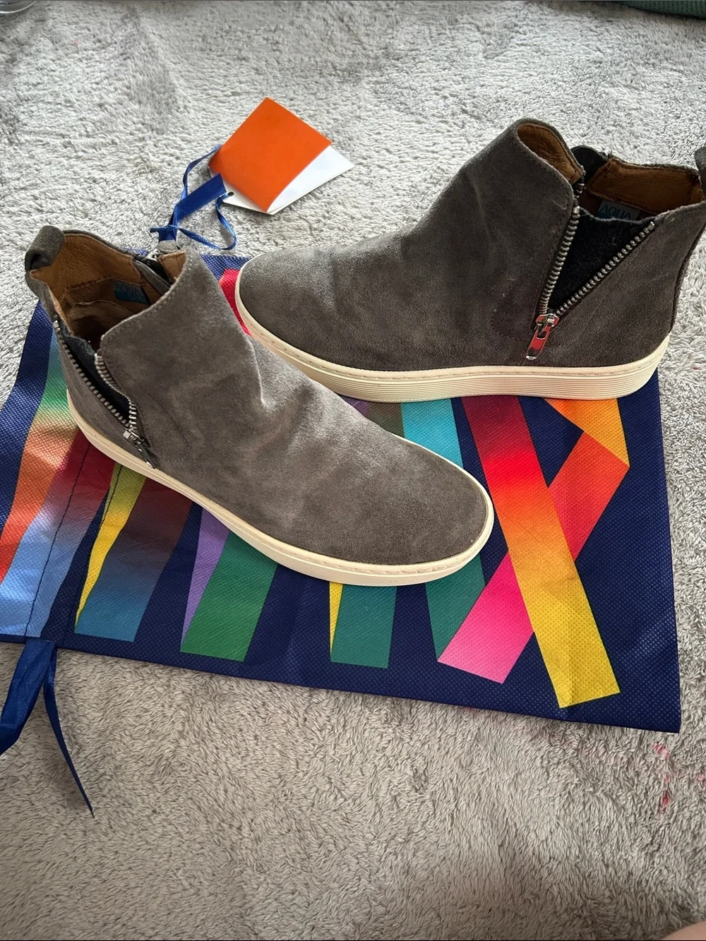 Aqua Gray Suede Chukka Boots with Side Zip
